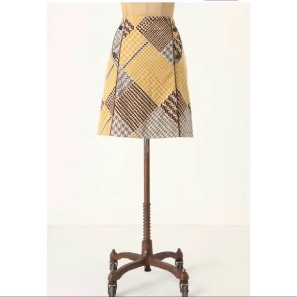 Maeve Anthropologie Corduroy Color Block Patchwork Pocket A-Line Unique Skirt - Picture 3 of 3